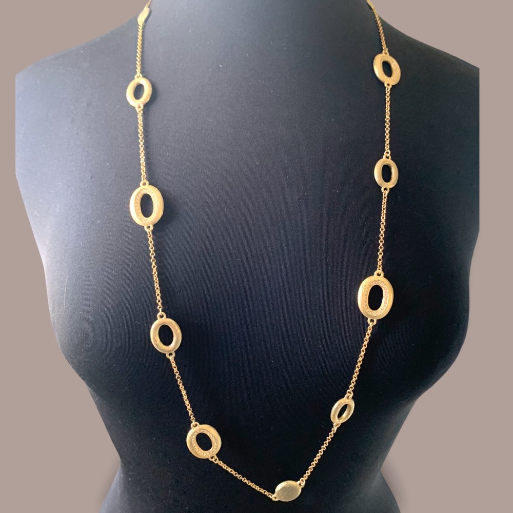 Necklace oval link goldtone with crystals